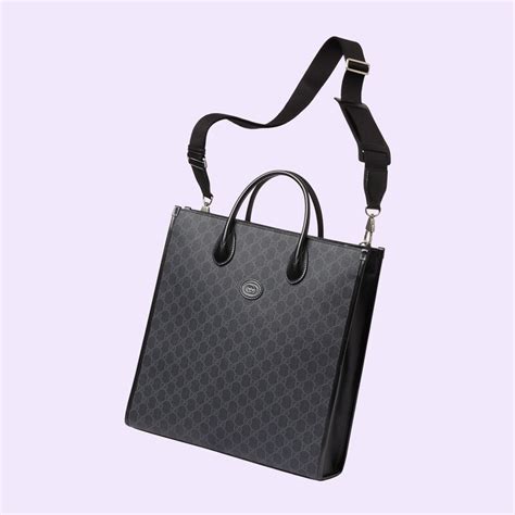 Borsa shopping GG misura media in tessuto GG Supreme nero.